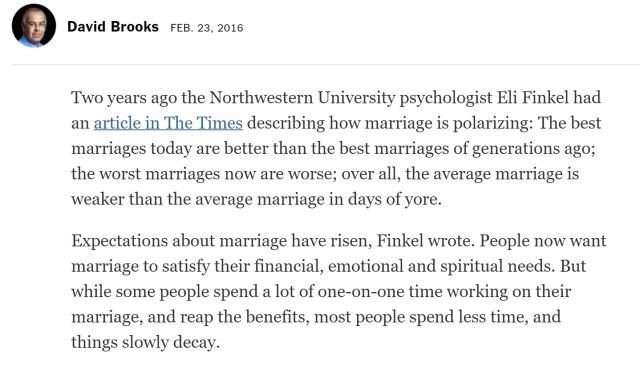 david brooks three views of marriage