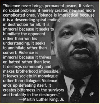 mlk jr violence never brings peace