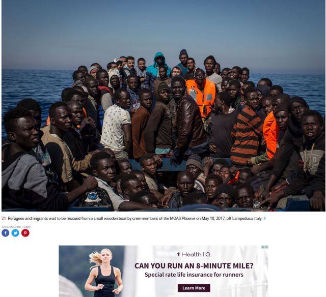 juxtaposition with ad on boat people