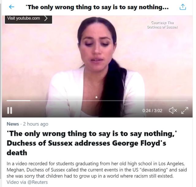 the only wrong thing to say is nothing duchess of sussex
